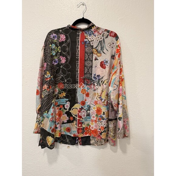 Johnny Was Zippy Julia Button Up Silk Shirt Women's Sz 1xl - Picture 4 of 8